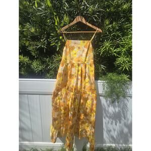 Mott50 Spaghetti Strap Midi Dress - Sunset Floral UV50 sun protection vtg look